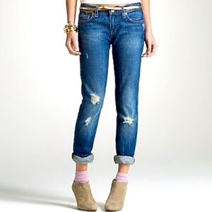 J CREW  Vintage Wash Distressed Denim Matchstick Jeans